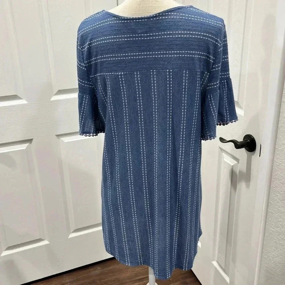 W5 Anthropologie plus size beachy lagenlook embellished blouse w ruffled sleeves - Picture 3 of 8